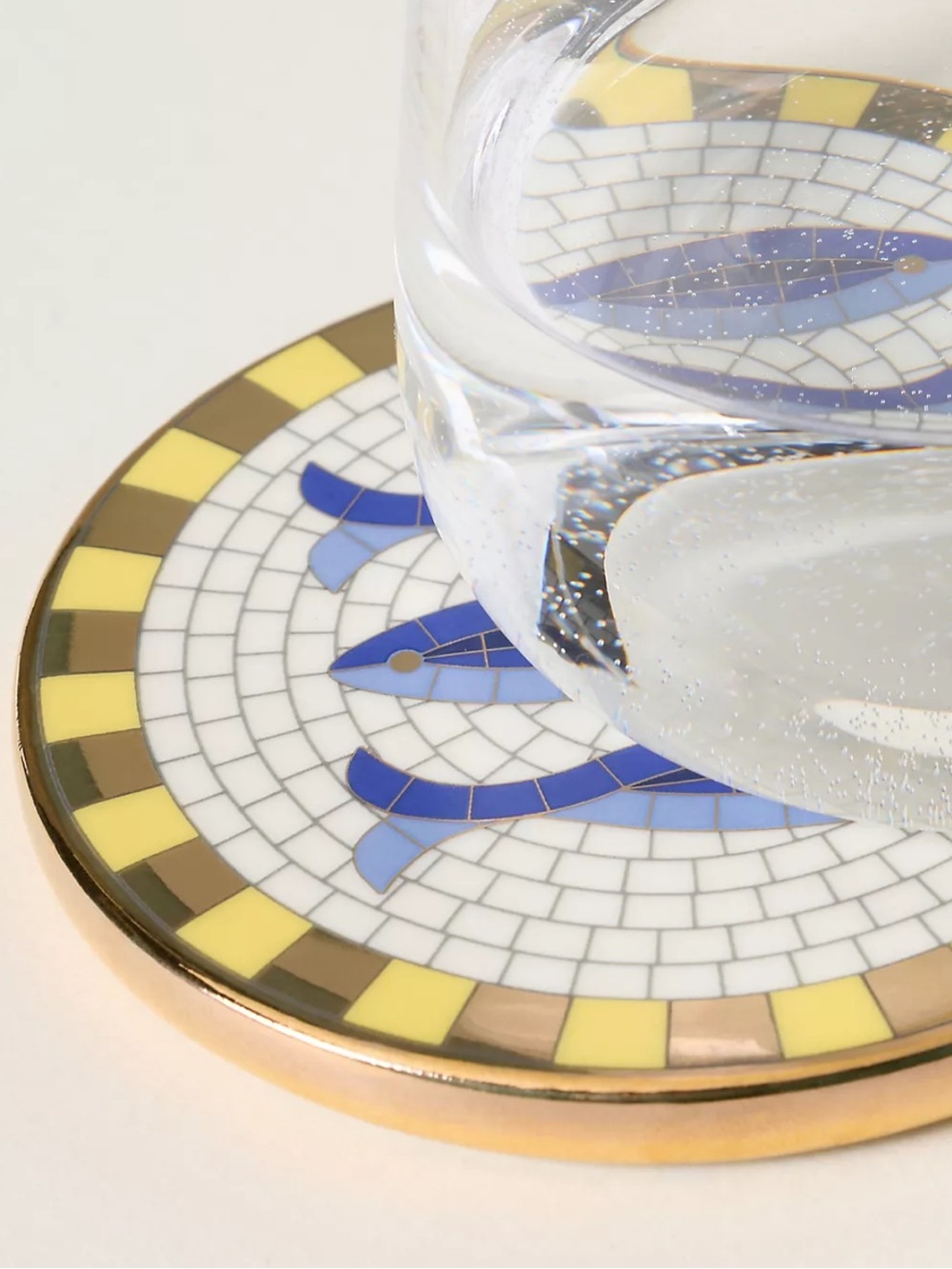 Anthropologie Bistro Tile Stoneware 24k Gold Accent Italia Sardines Coaster - Picture 2 of 5